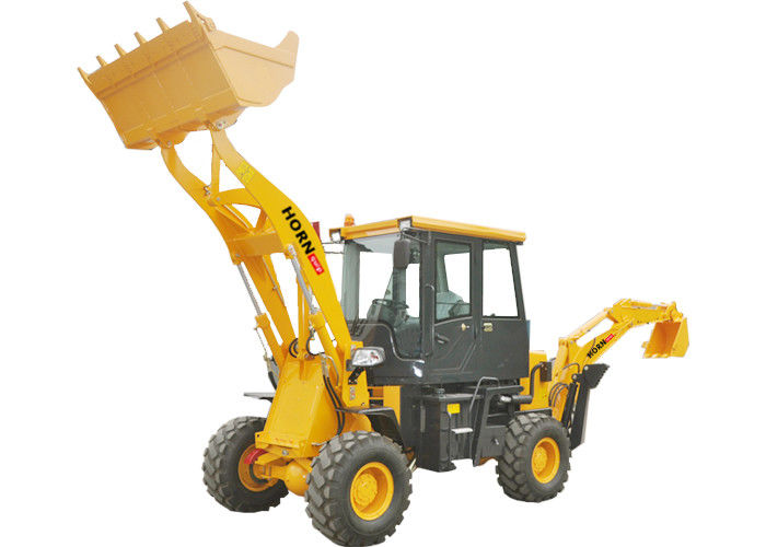 Yellow Wheeled Backhoe Loader / Small Backhoe Loader AZ2210 With Joystick